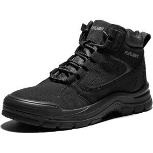 Unisex Black Comfortable Lightweight Slip-Resistant Steel Toe Work Boots